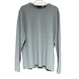 Vince Light Blue Textured Long Sleeve Crewneck Sweater Waffle Top Men Size Large